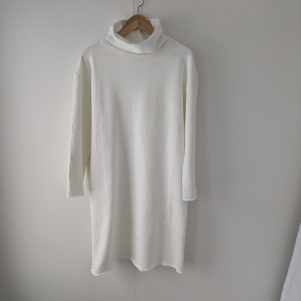 Emerson Fry White Long Sleeve Mock Neck Cotton Dress NWT Size Medium